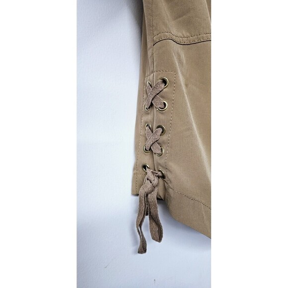 CHICO'S Zenergy Khaki Long Sleeve Zipup Side Lace Women Jacket - Picture 5 of 7